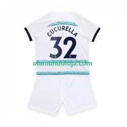 Camisola Chelsea Cucurella 32 Criança Equipamento Segundo 2022-2023 Manga Curta
